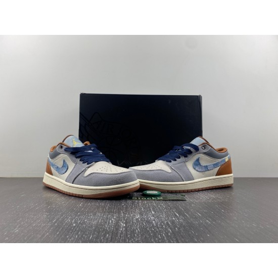 Jordan 1 Low SE Phantom Repaired Denim Swoosh Men