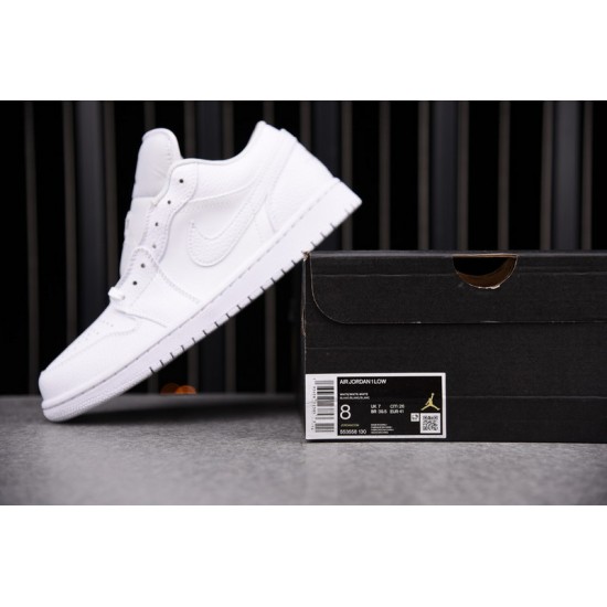 Jordan 1 Low Triple White Tumbled Leather Men